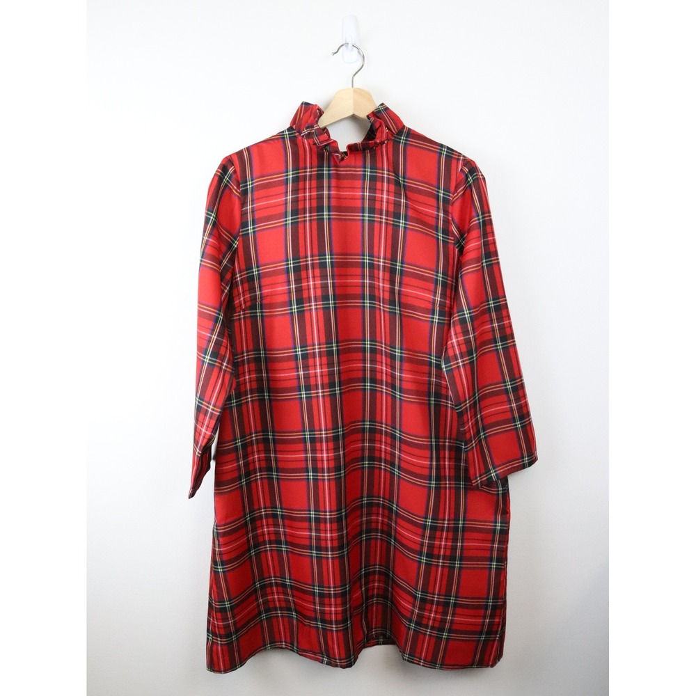 NWT Tuckernuck Daphne Dress Large Royal Stewart Tartan Plaid Ruffle Neck Tie - Picture 2 of 11